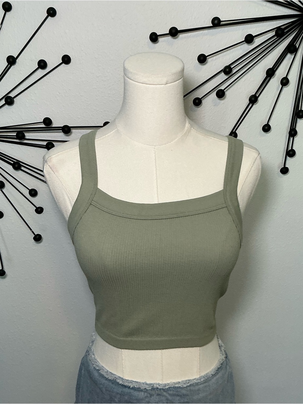 Cotton On Sage Green Fitted Tank Top XS Y2K Minimalist